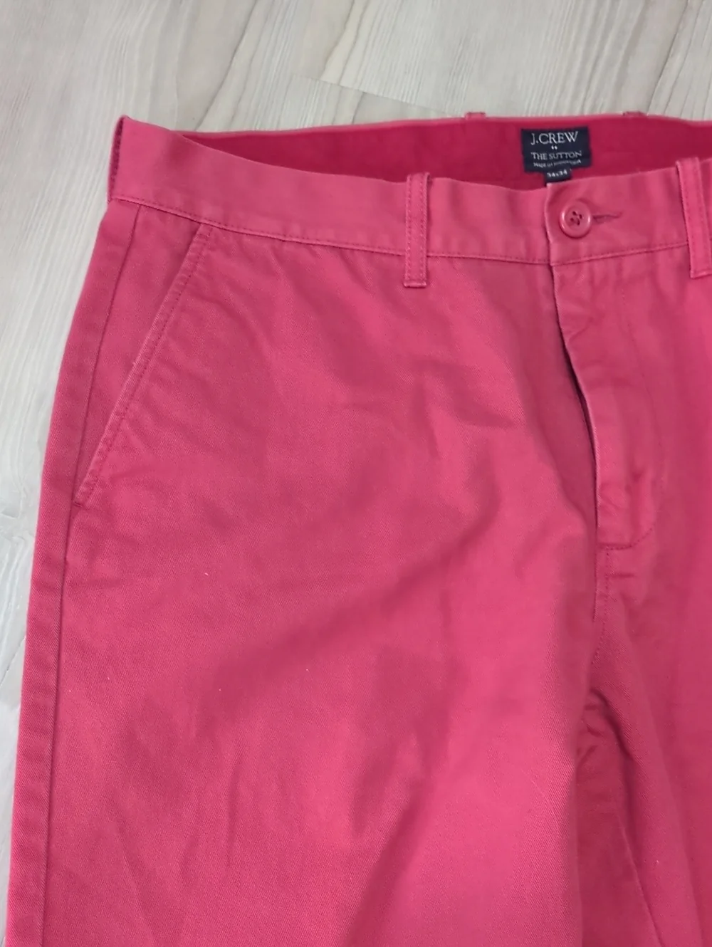 J.Crew The Sutton Chino Pants Mens 34x34 Raspberry Pink Red 100% Cotton Preppy